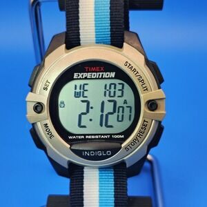 Vintage 2005 TIMEX Expedition Indiglo 38mm Mens Quartz Sport Watch 100M New Batt